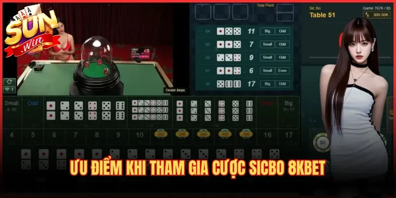 Tài Xỉu 8kbet | Trải Nghiệm Cược Sicbo Online 5 Sao 3 Ưu điểm khi tham gia cược Sicbo 8kbet